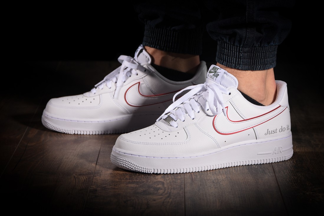 NIKE AIR FORCE 1 LOW JUST DO IT WHITE FIRE RED